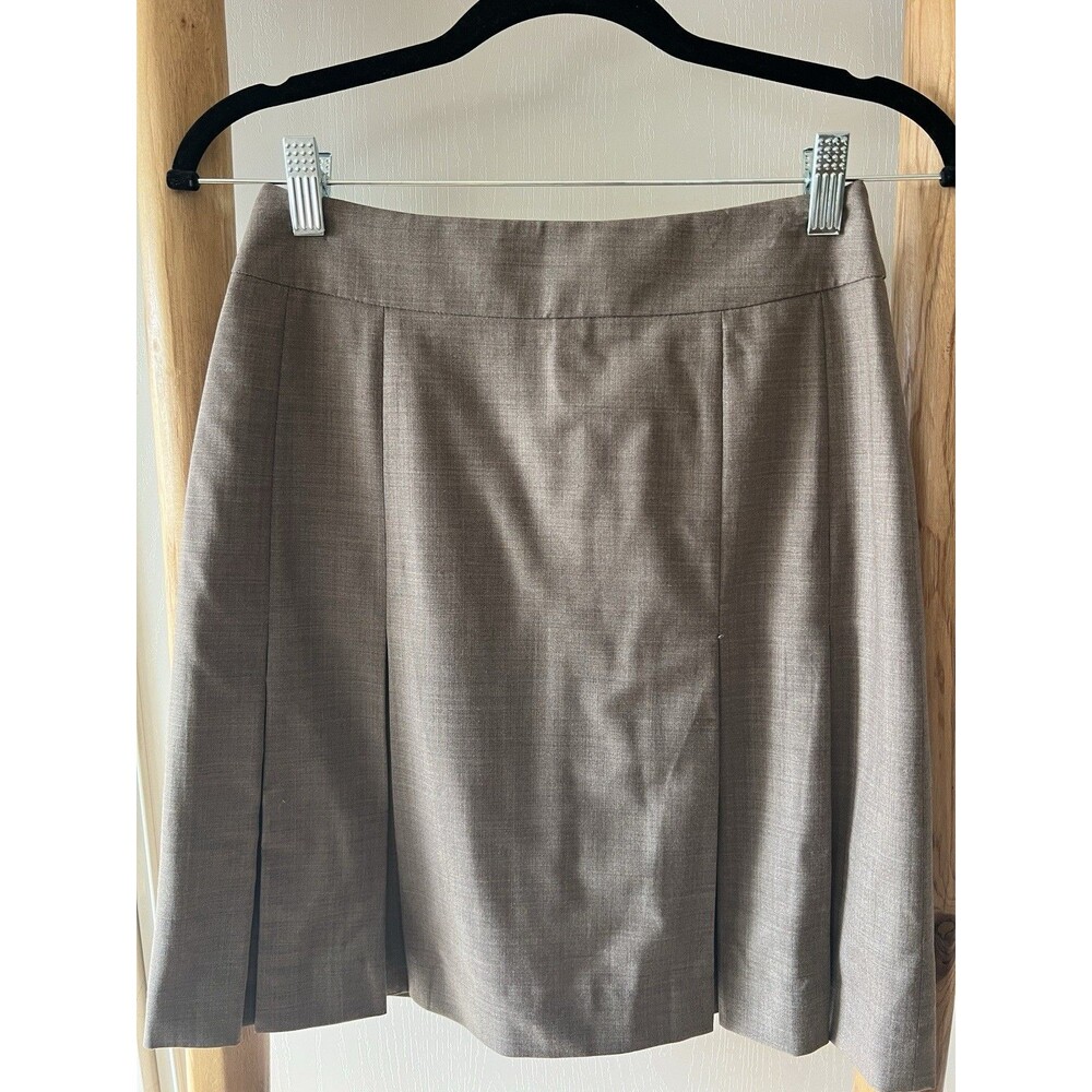 Petite Sophisticate Women’s Brown Wool Blend Pleated Mini Skirt Size 0